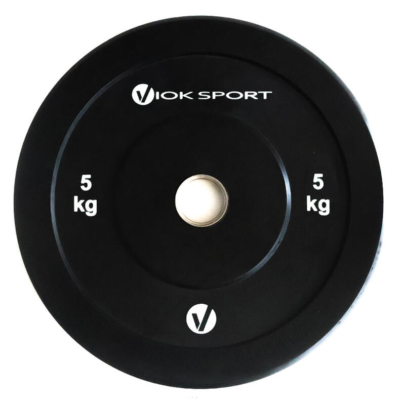 Disco olímpico bumper negro de halterofilia 5kg Viok Sport
