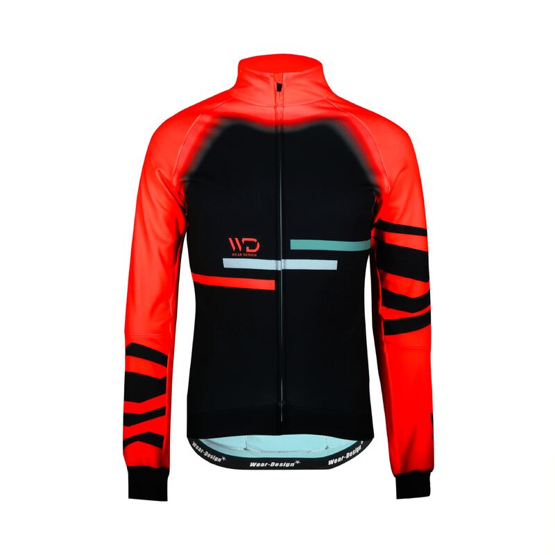 Thermisch herenfietsjack LUXURY COLD zwart/rood