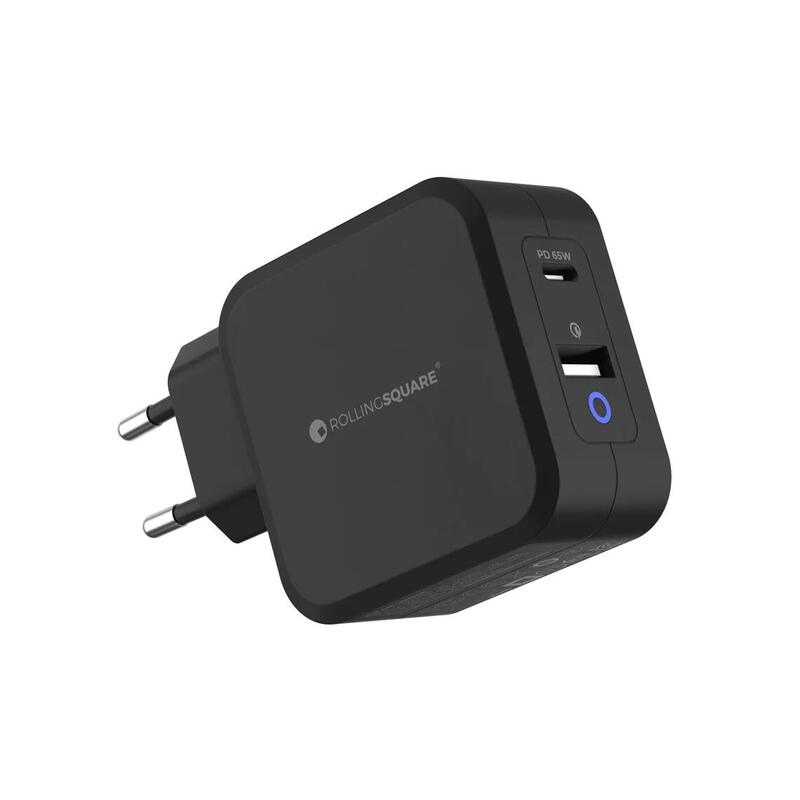 Carregador Rolling SQUARE GaN 65 W - porta USB-C e USB-A