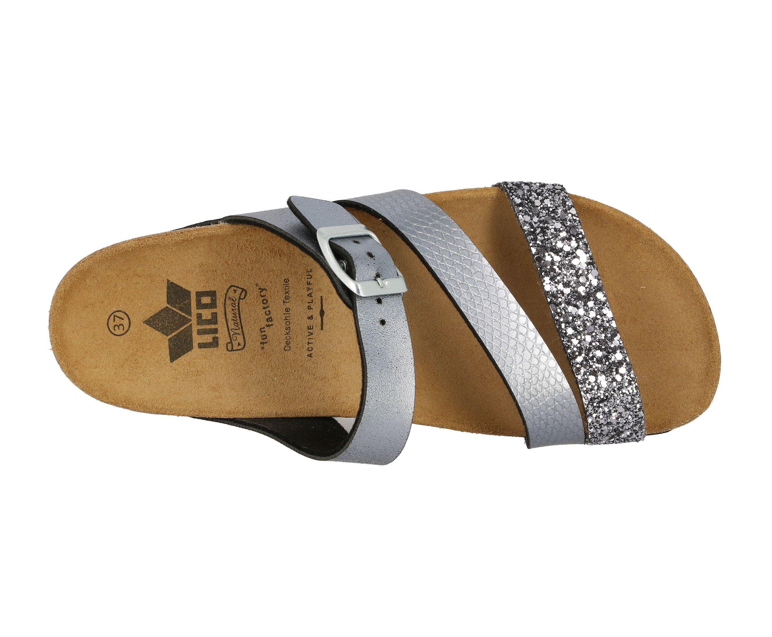 Pantolette Damen Schnallen LICO Natural Glitter 5/6