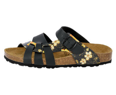 Pantolette schwarz Damen Pantolette Bioline Flora