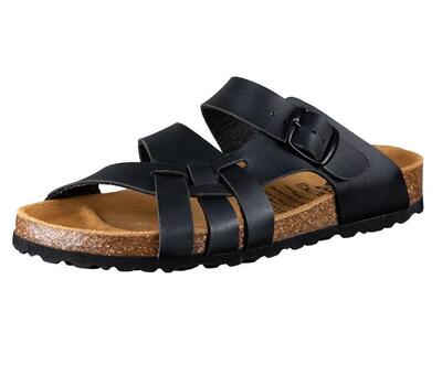 Hausschuh schwarz Damen Pantolette Bioline Flora