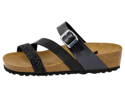Pantolette schwarz Damen Pantolette Natural Glitter