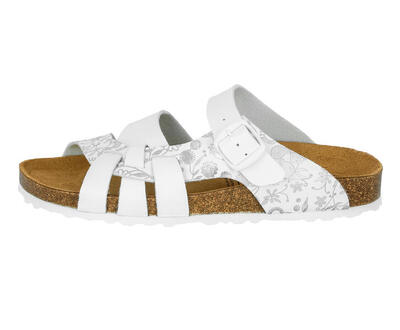 Pantolette weiß Damen Pantolette Bioline Flora