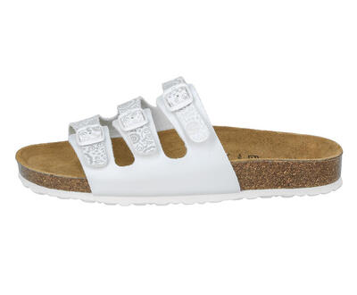 Pantolette weiß Damen Pantolette Bioline Flower