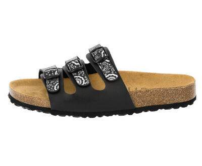 Pantolette schwarz Damen Pantolette Bioline Flower