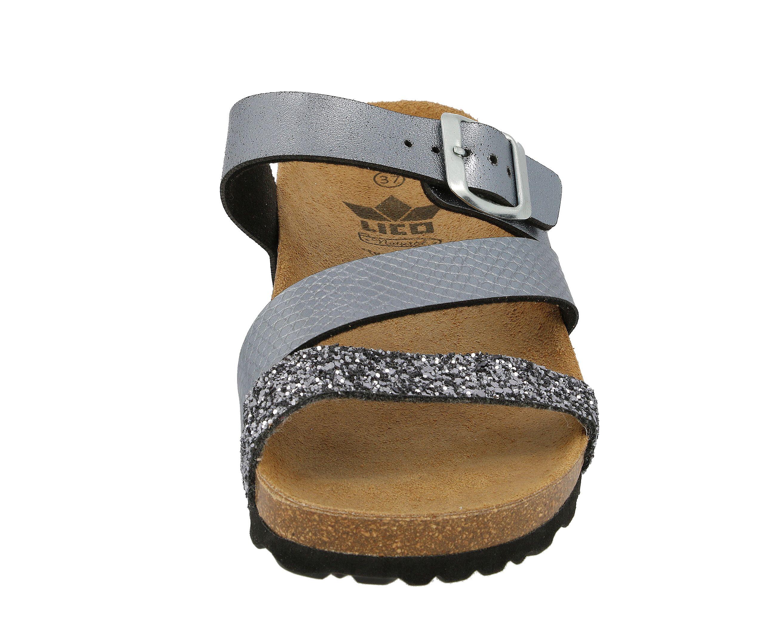 Pantolette Damen Schnallen LICO Natural Glitter 3/6