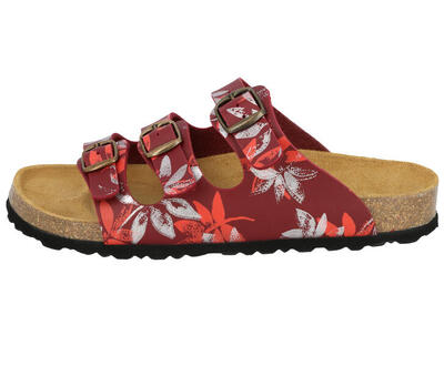 Pantolette rot Damen Pantolette Bioline Leave