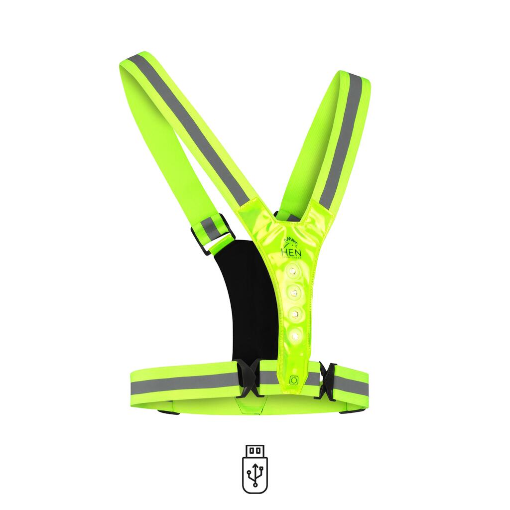 Reflective vest - safety vest - running vest with LED Yellow – USB rechargeable