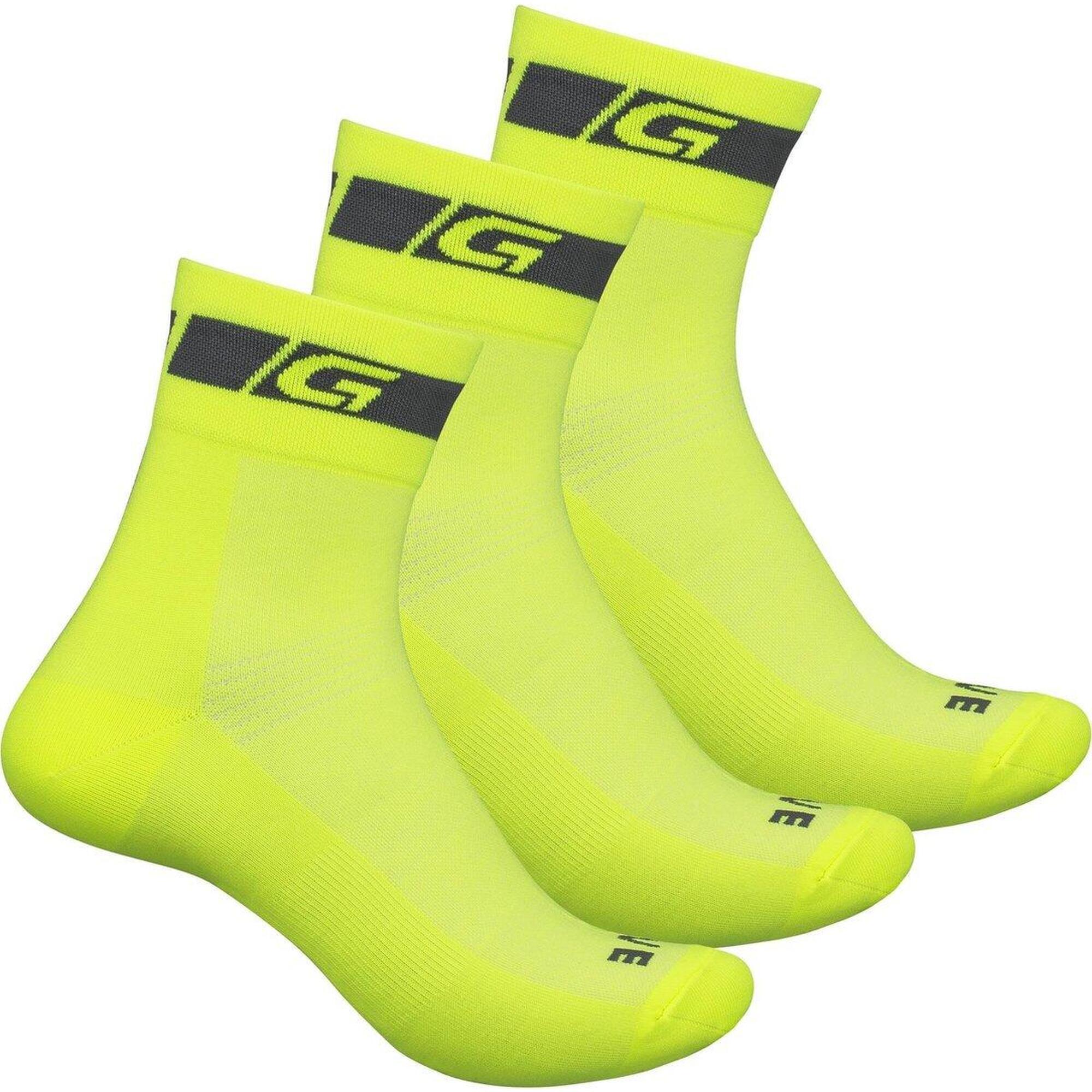 GRIPGRAB Fietssokken 3-pack Hi-Vis Regular Cut