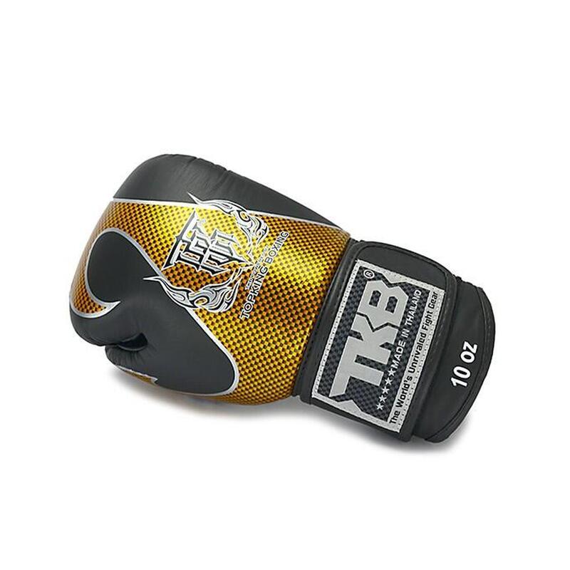 Luvas de boxe Top King Empower em couro negro dourado