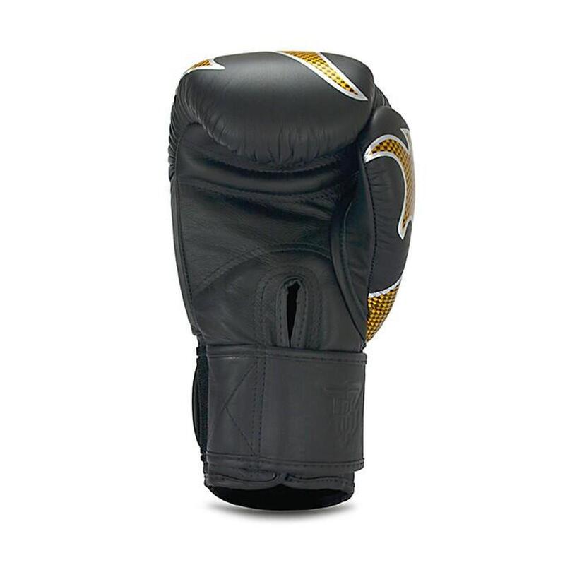 Luvas de boxe Top King Empower em couro negro dourado