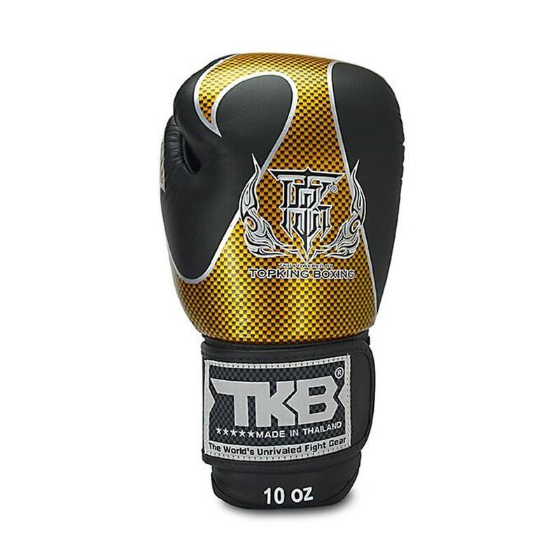 Luvas de boxe Top King Empower em couro negro dourado