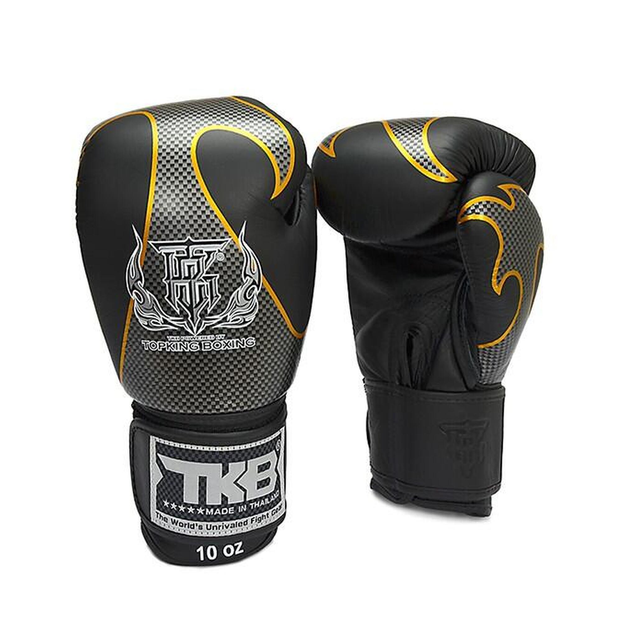 Luvas de boxe Top King Empower em couro prateado negro