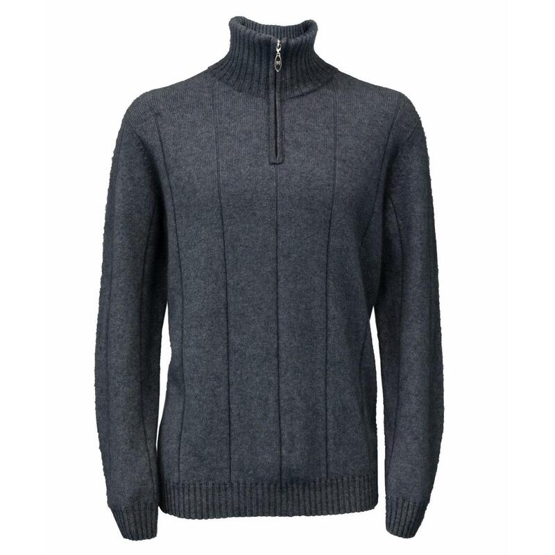 Weft Possum Merino Javelin Zip Neck - Wollen Trui - Charcoal