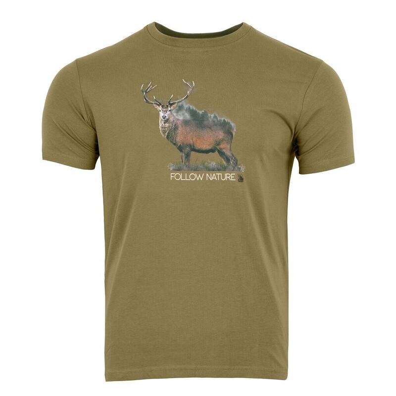 T-shirt myśliwski męski Tagart FNT Deer Olive nadruk z wizerunkiem jelenia