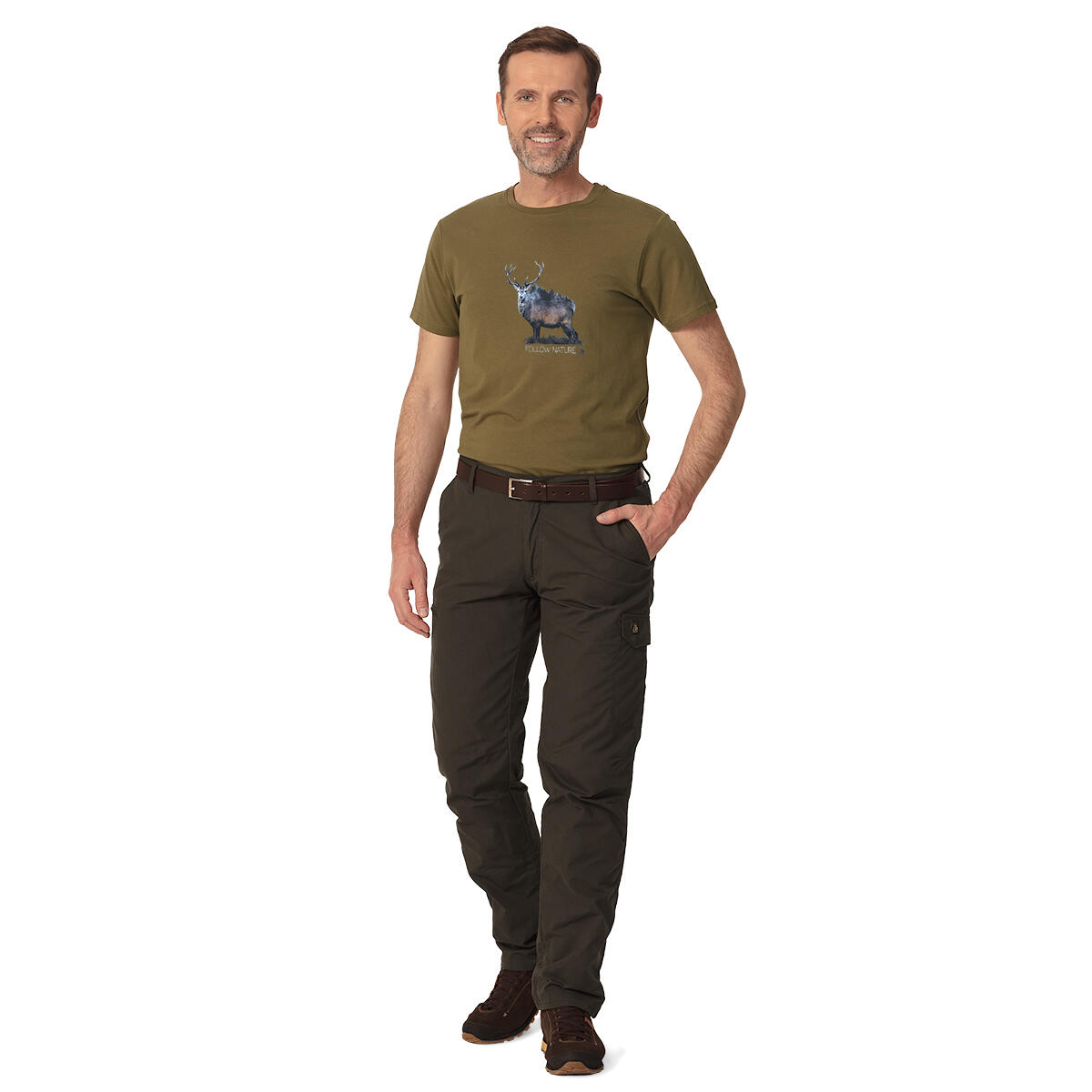 T-shirt de chasse homme Tagart FNT Deer Olive avec imprimé cerf 4/5