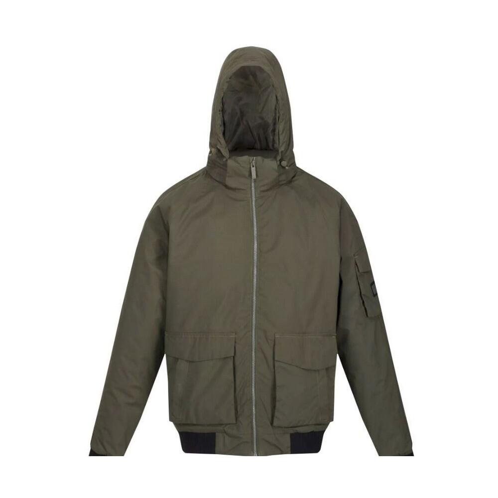 Mens Faizan Hooded Waterproof Jacket (Dark Khaki) 1/4