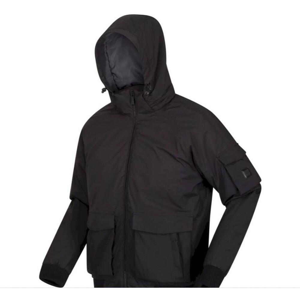 Mens Faizan Hooded Waterproof Jacket (Black) 3/4