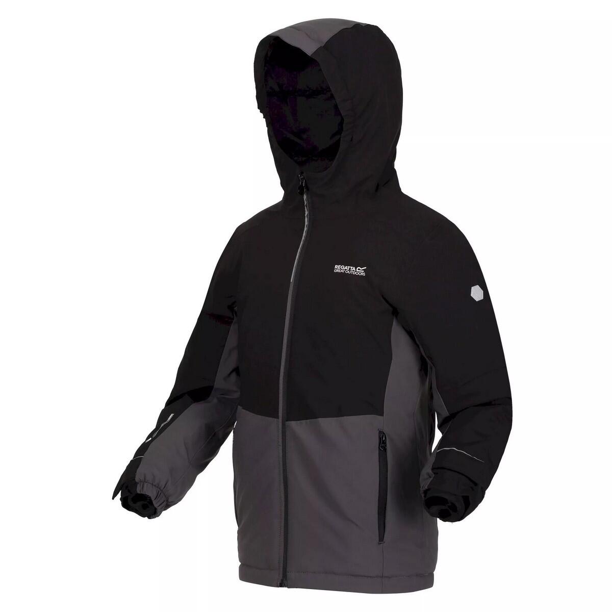 Children's HIGHTON waterproof jacket (Black / Dark gray)