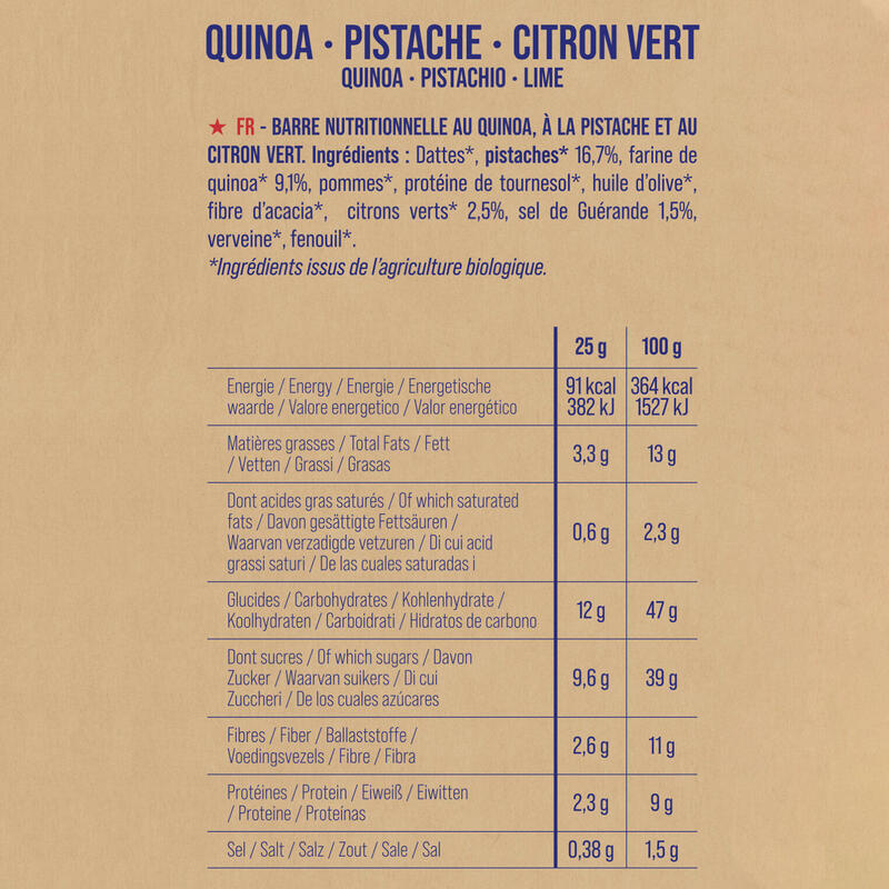 Pack X20 Barres nutritionnelles Quinoa-Pistache-Citron vert