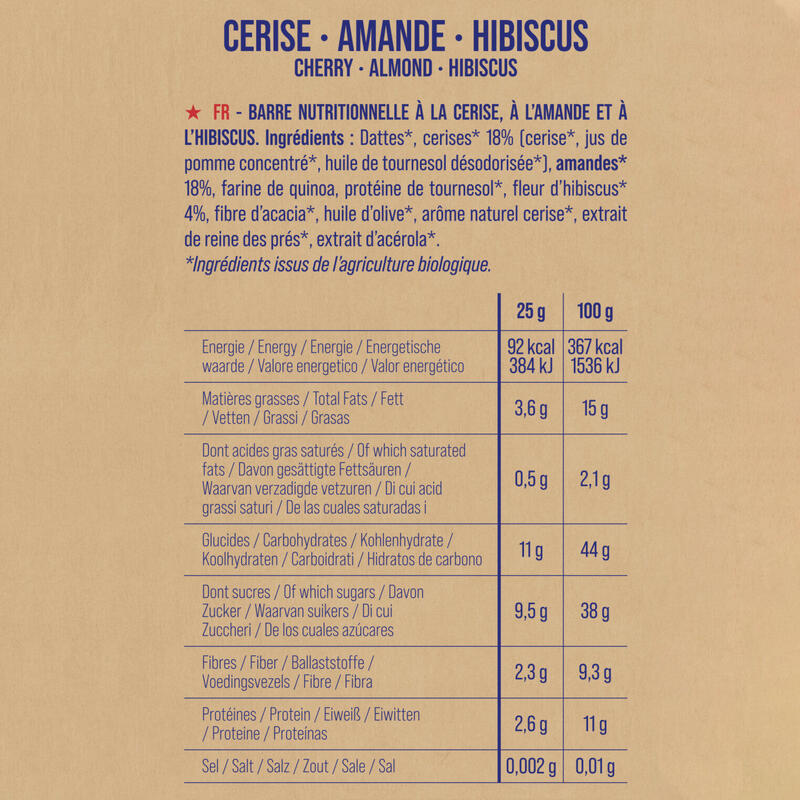 Pack X20 Barres nutritionnelles Cerise-Amande-Hibiscus