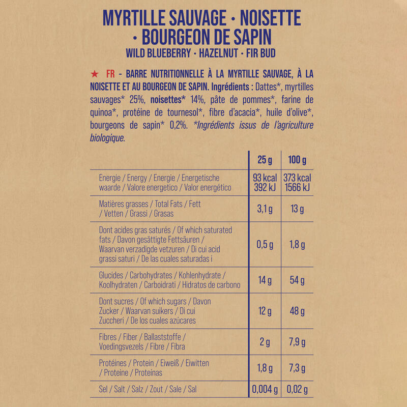 Pack X20 Barres nutritionnelles Myrtille-Noisette-Bourgeon de sapin