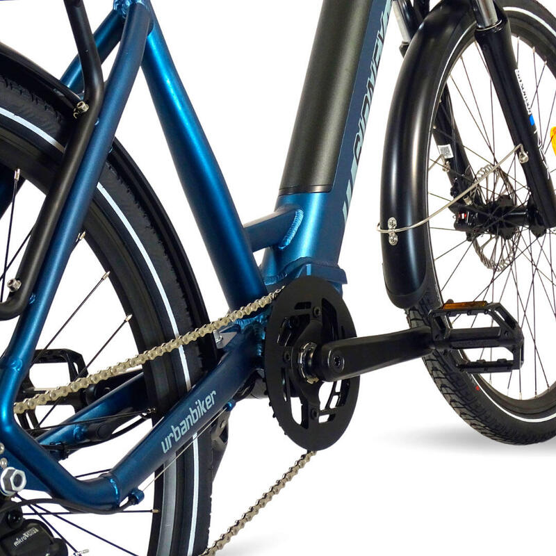 Urbanbiker Bici Eléctrica Ciudad Sidney PLUS,Azul 28",Motor Central,Bat Lit Ext