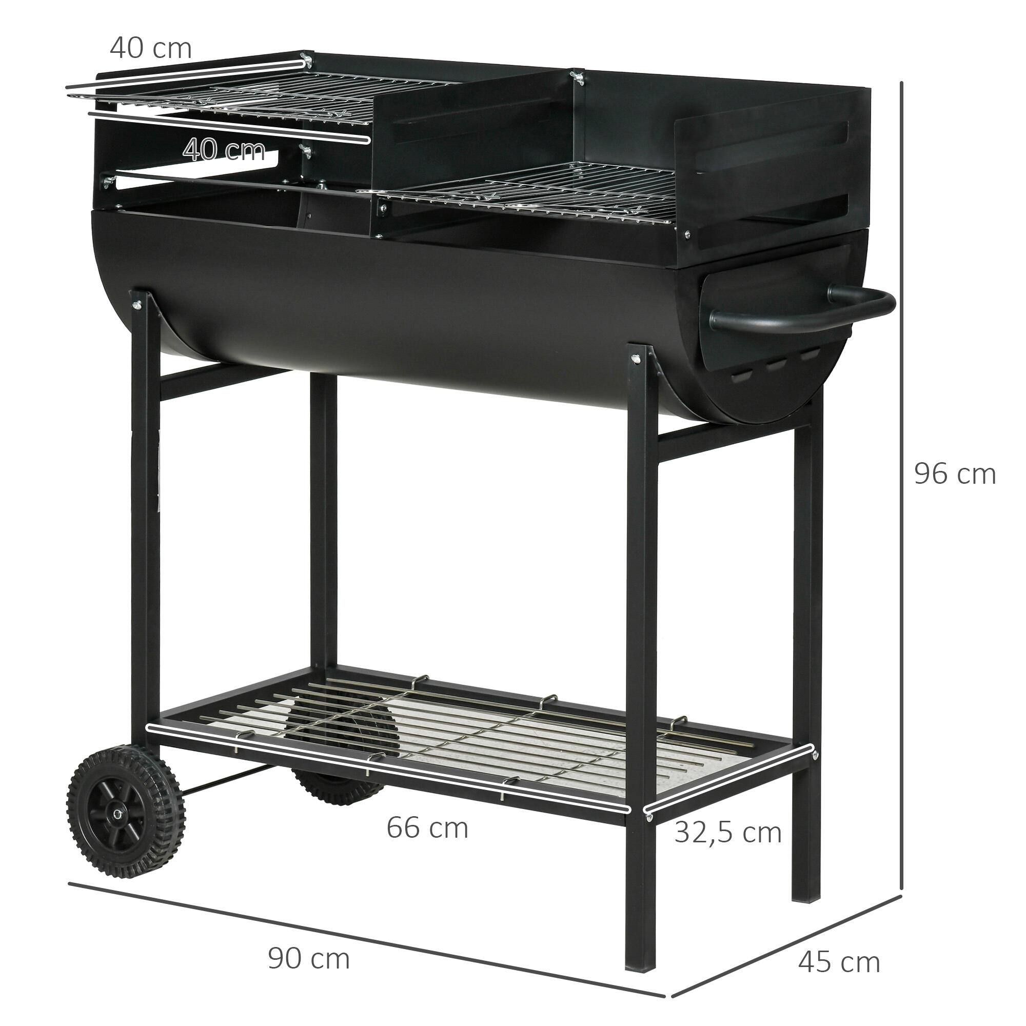 Barbacoa de Carbón Outsunny 90x45x96 cm negro 3/7