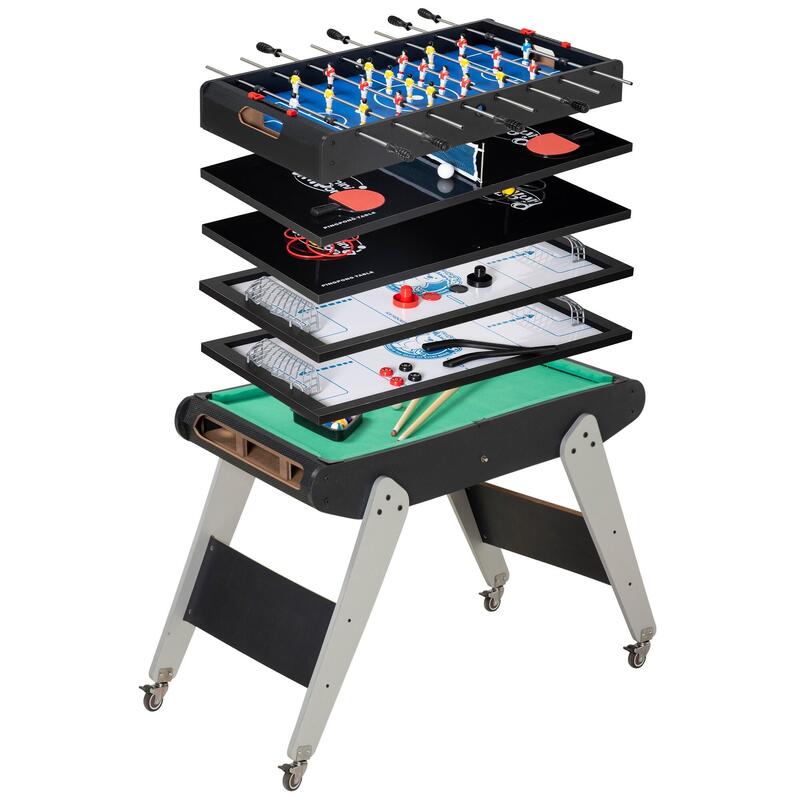 Mesa de multijuegos 6 en 1 con ruedas HOMCOM 120x88x79cm negro