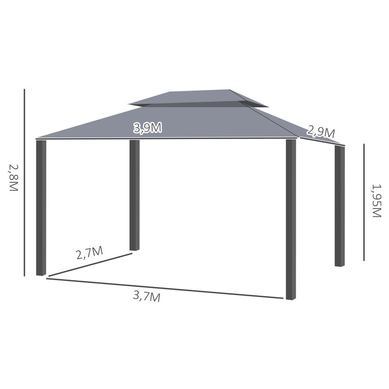 Carpa eventos deportivos con 4 cortinas doble techo  4x3x2,8m gris