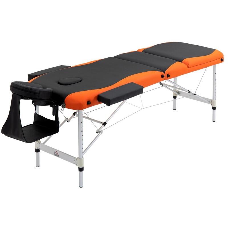 Marquesa de Massagem Dobrável e Portátil homcom 180x60x62-82cm Laranja e Preto