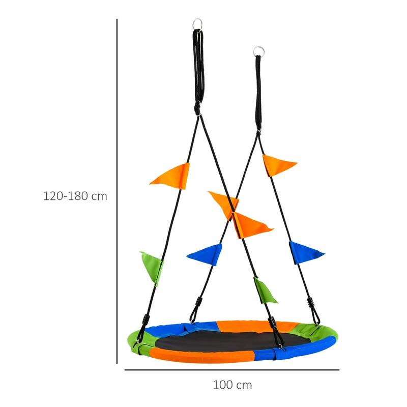 Baloiço para Bebé Ø100x180 cm Azul, Verde, Cor de laranja Outsunny