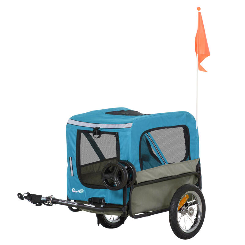 Remolque para bicicleta perros 2 en 1 PawHut 129x55,5x92 cm azul