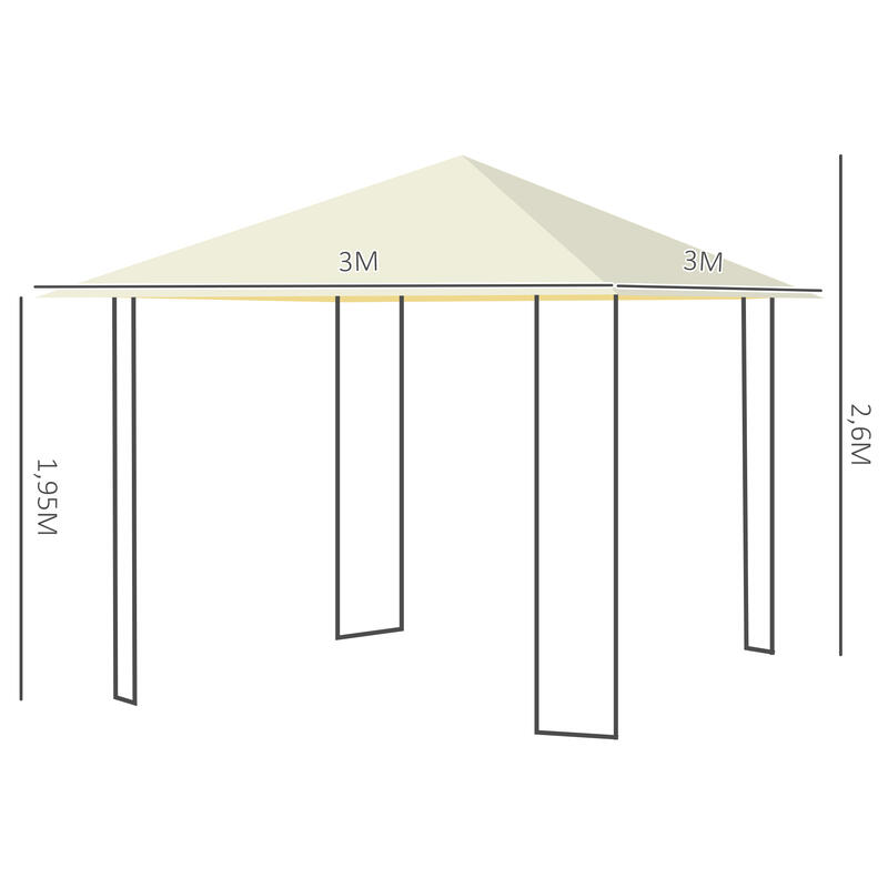 Carpa eventos deportivos  crema 300x300x260 cm acero poliéster