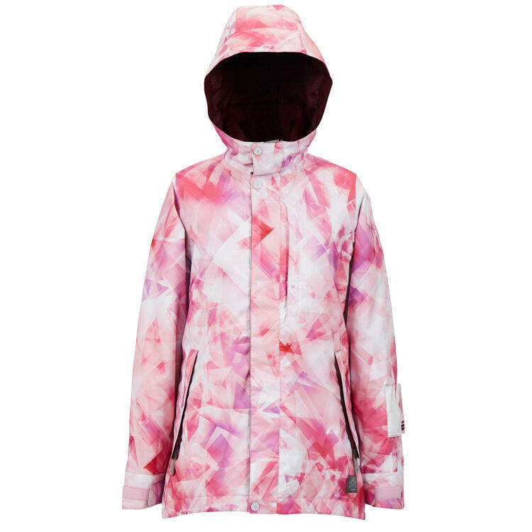 Women Waterproof Geometric Pattern Snow Jacket - Pink