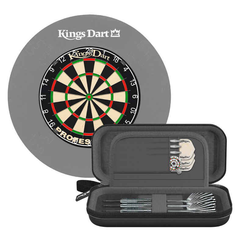 Kings Dart Dartscheibe Set "Start Up", Professional HD (Kunststoffring), Grau