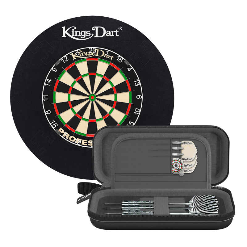 Kings Dart Dartscheibe Set "Start Up", Professional HD (Kunststoffring), Schwarz