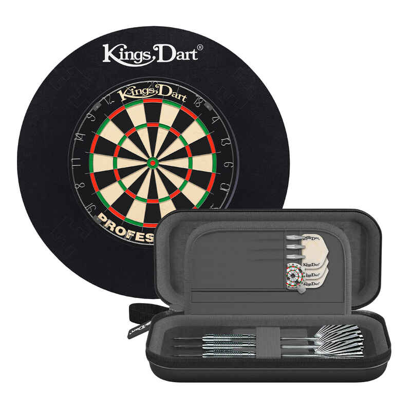 Kings Dart Dartscheibe Set "Start Up", Professional (Metallring), Schwarz