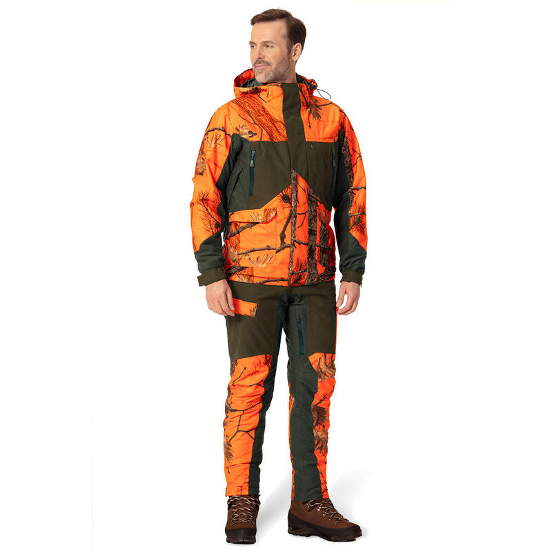 Jagdhose Thunder Thermo 4 mit Membran orangefarbener Camouflage