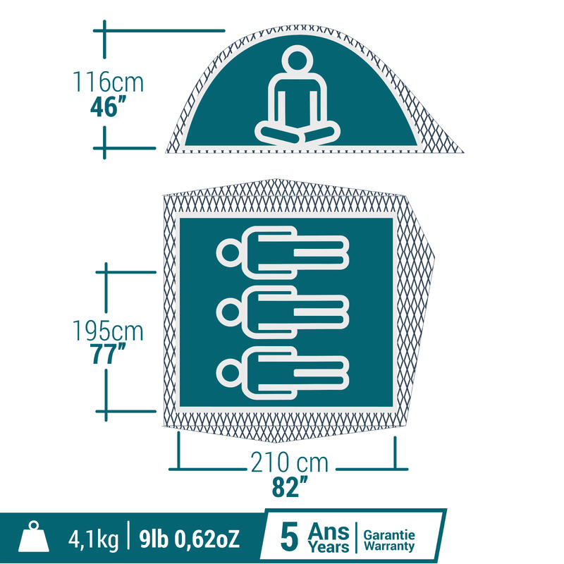 Seconde vie Tente de camping - MH100 - 3 places - Fresh & Black