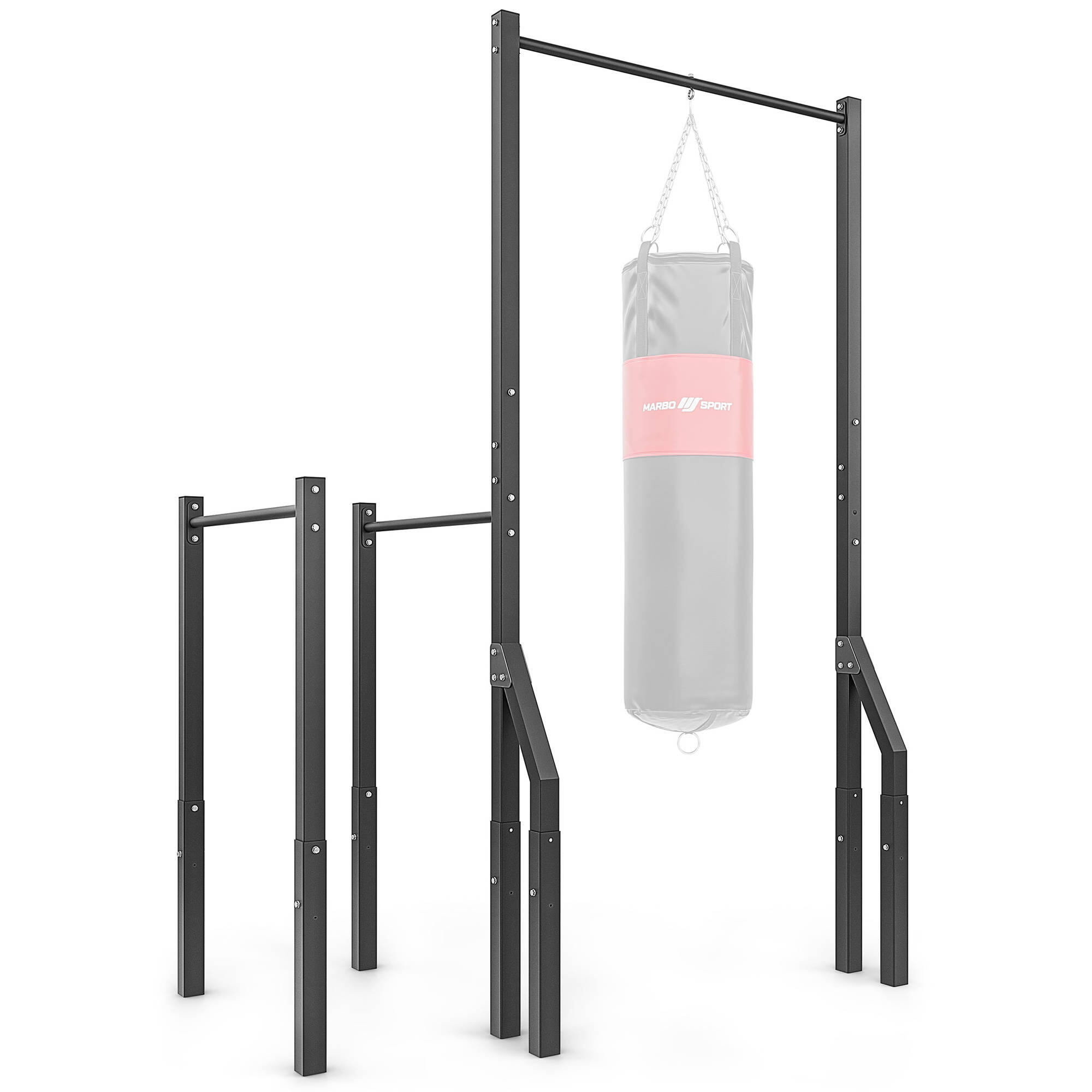 MARBO SPORT Externe optrekstang met zakhouder en lange dip-handgrepen MO-Z2