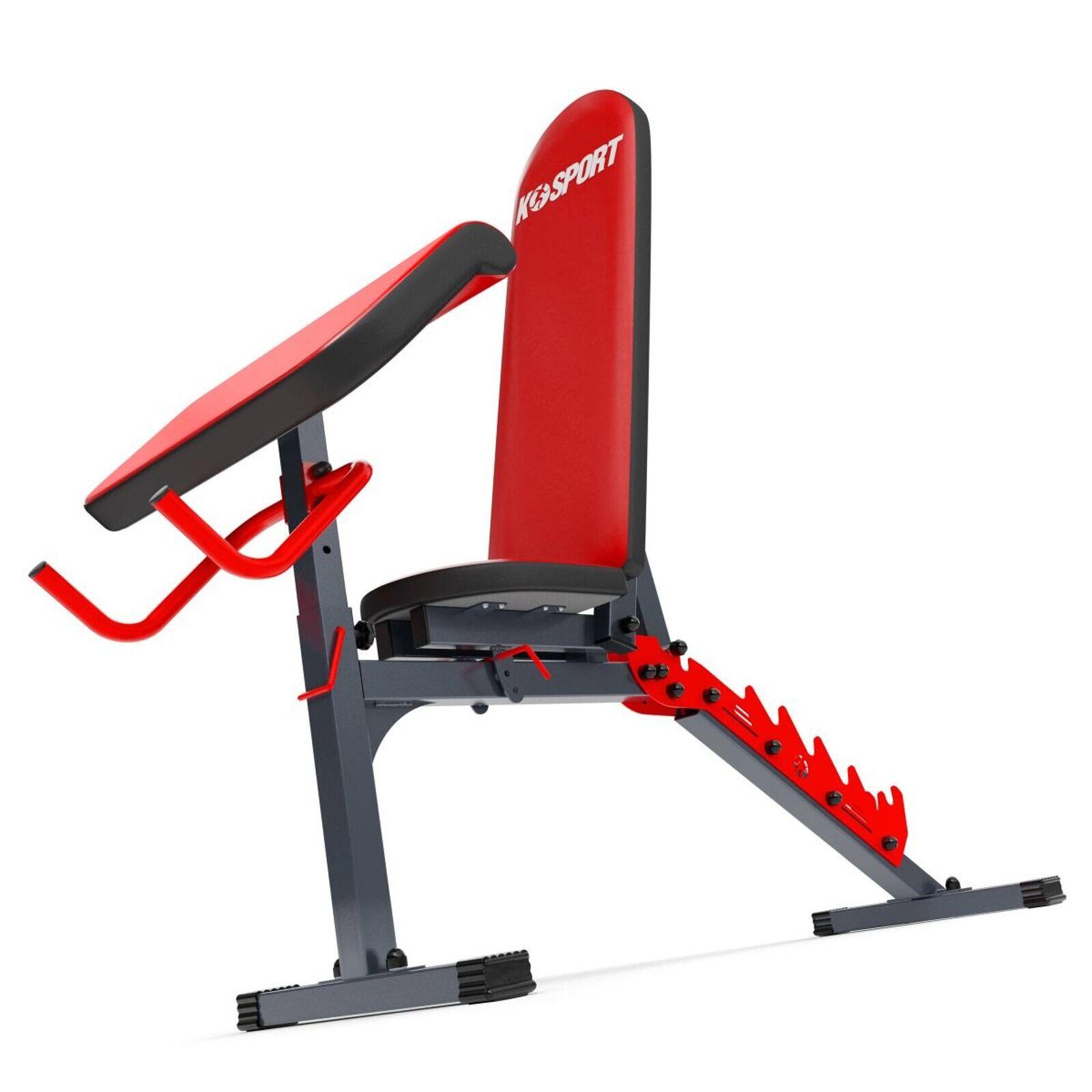 Attrezzo multifunzione con panca pesi inclinabile + Panca Scott + Leg Curler 2/5