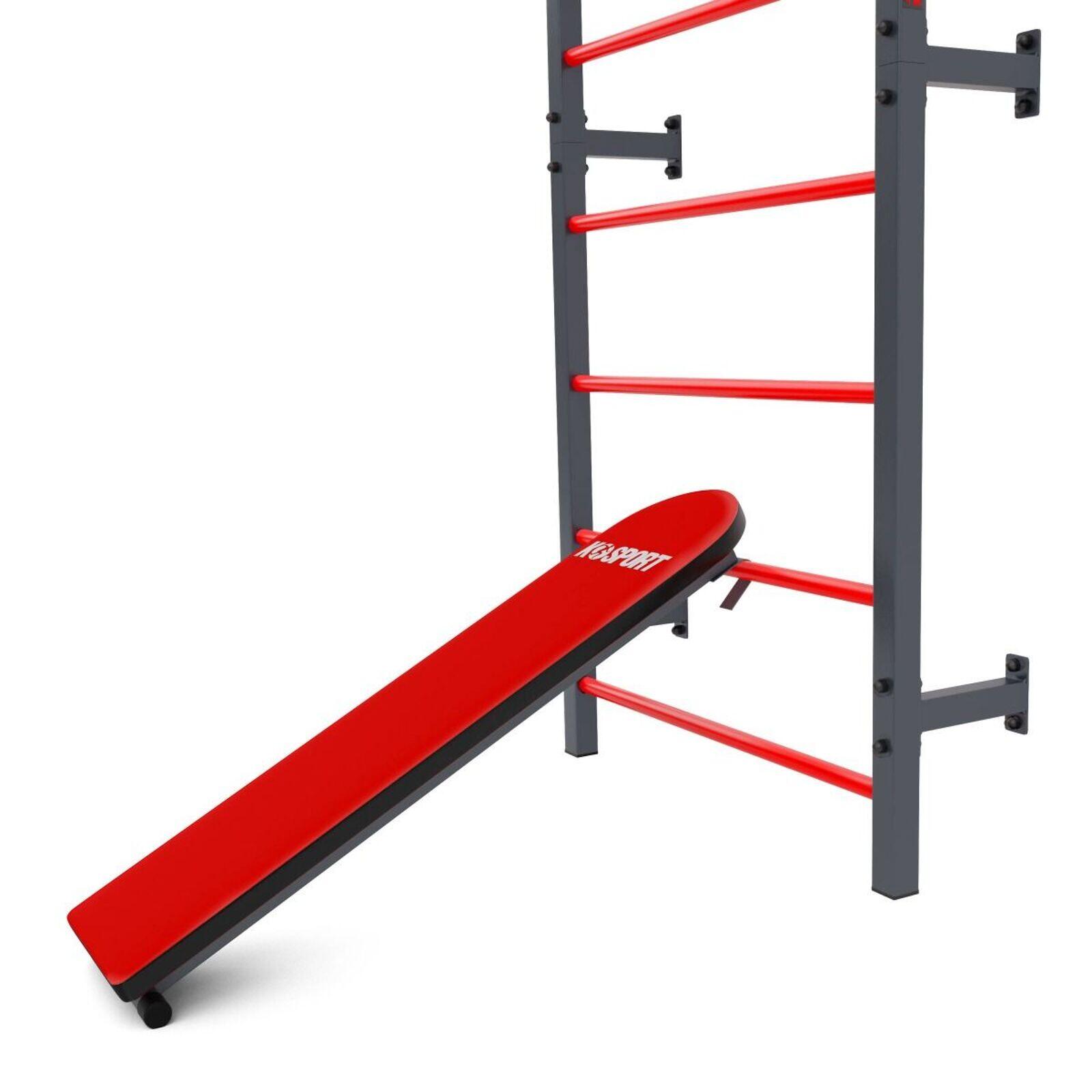 Wall Bars Swedish Ladder with Pull Up Dip Bar and Sit Up Bench Training Set 4/7