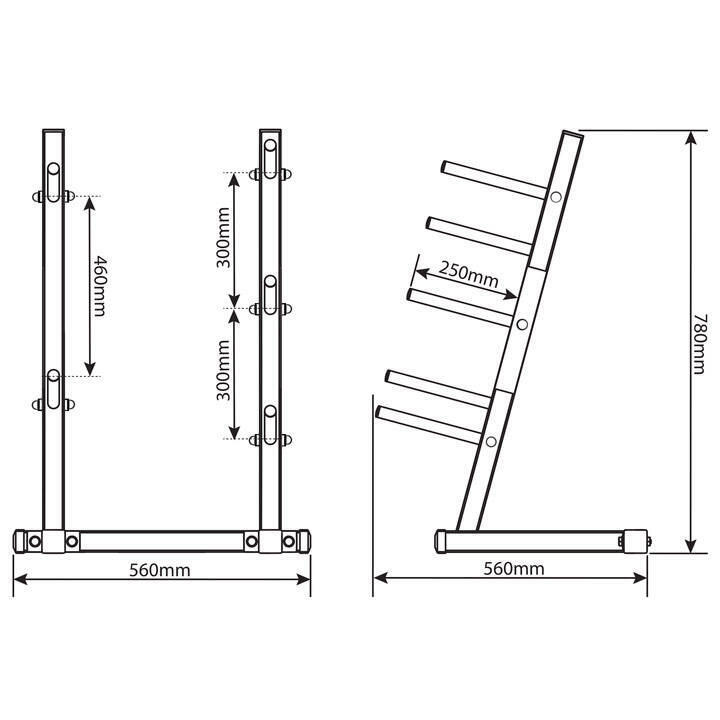 Rack de rangement I Range disques musculation avec 5 supports I Poids