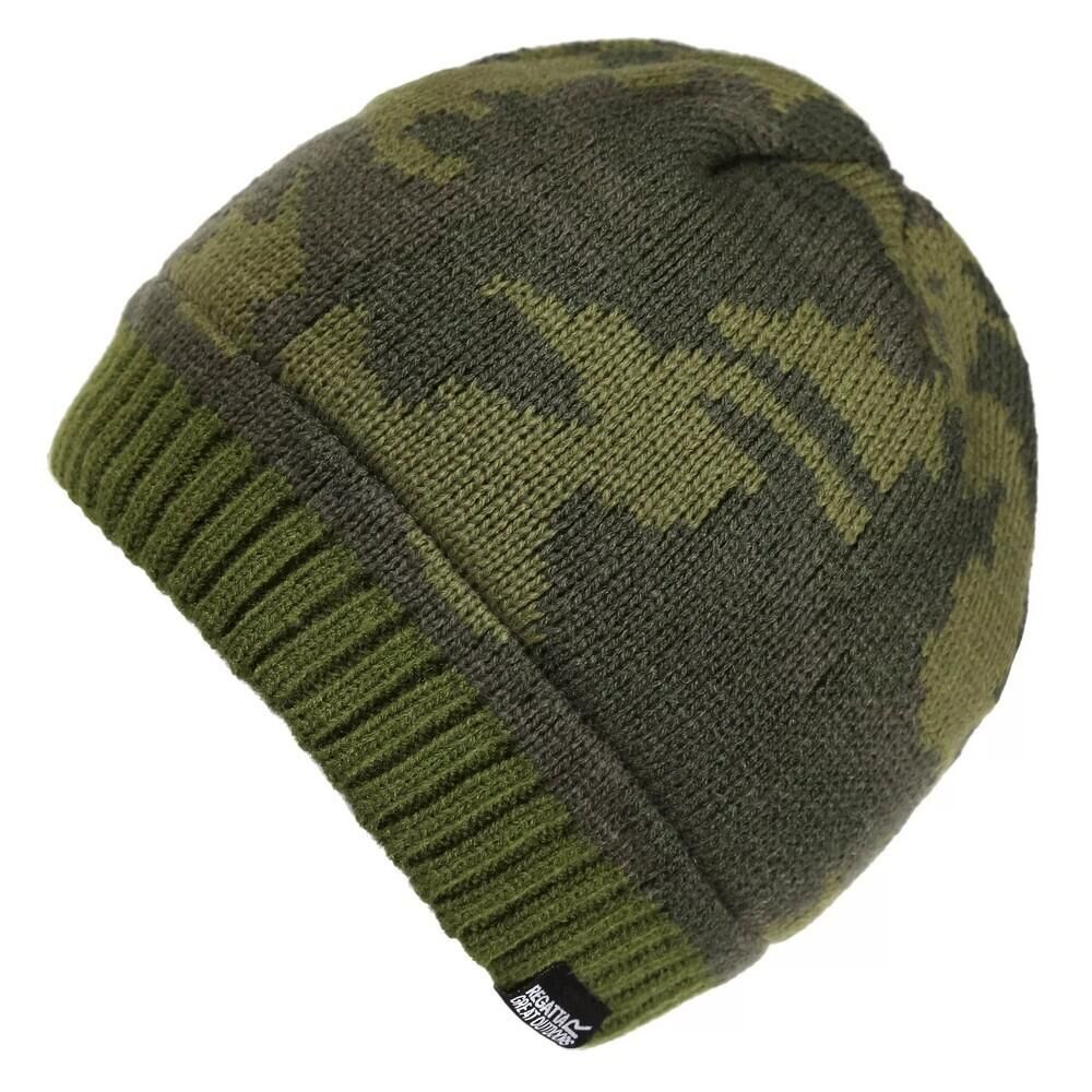 REGATTA Childrens/Kids Tarley Camo Knitted Fleece Lined Beanie (Dark Khaki)