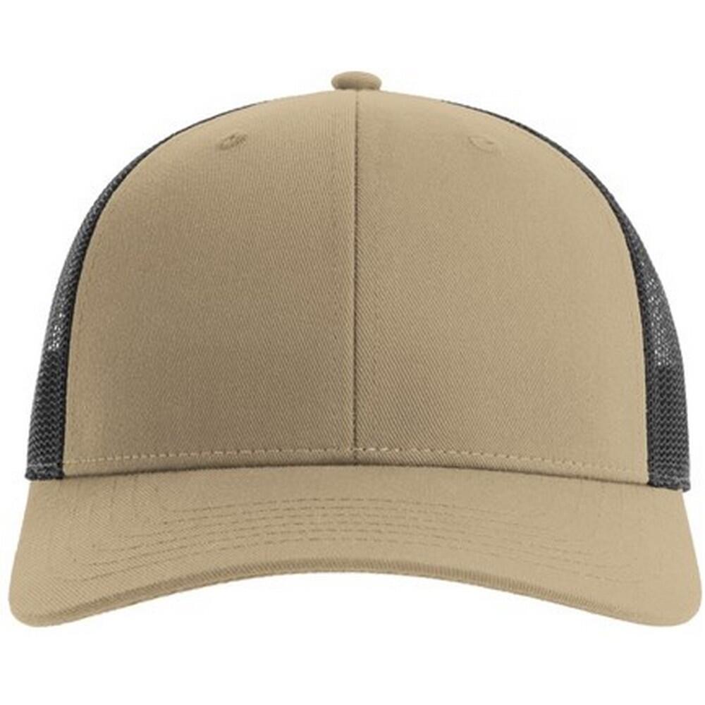 Unisex Adult Bryce 5 Panel Trucker Cap (Khaki/Black) 1/3