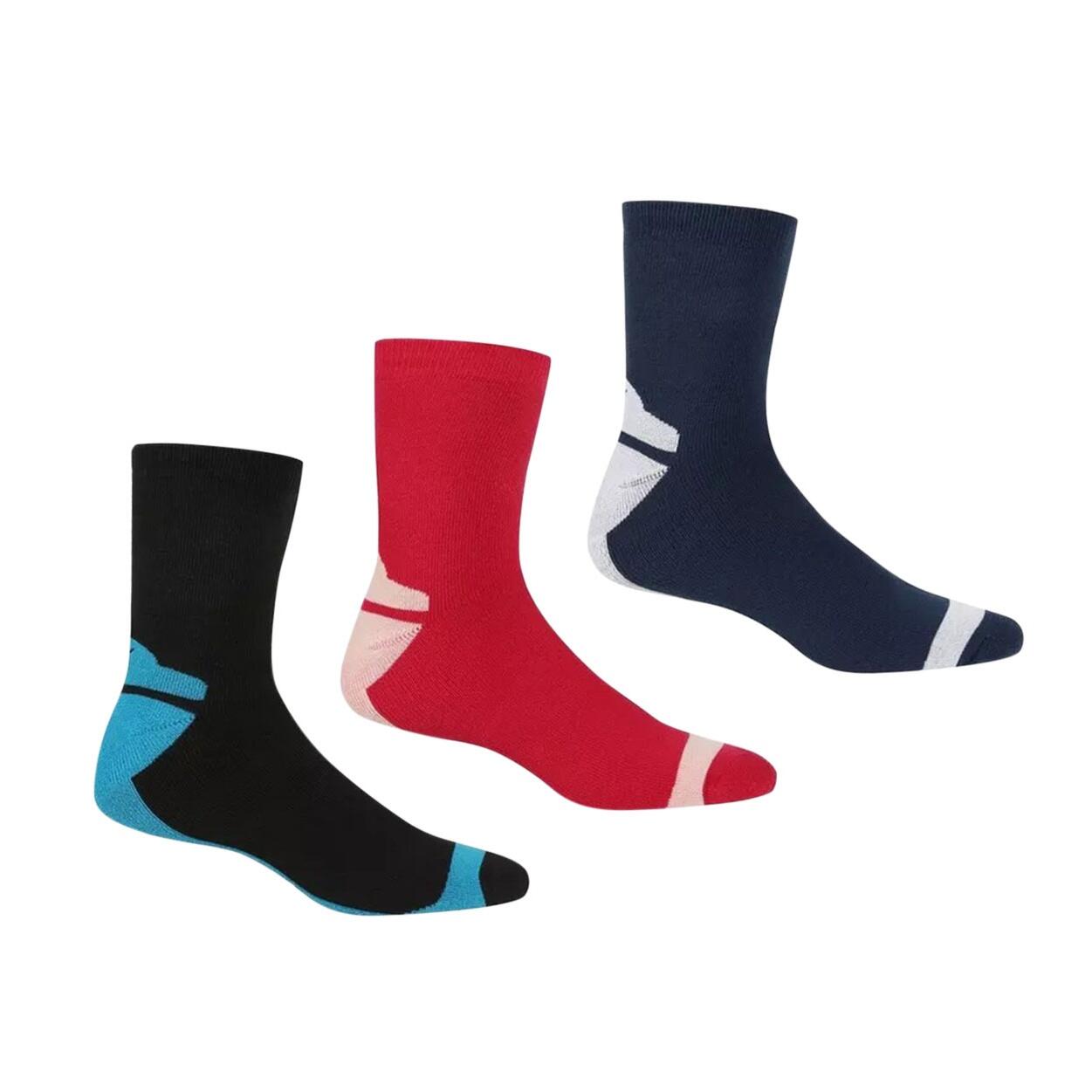 REGATTA Womens/Ladies Boot Socks (Black/Cherry Pink/Navy)