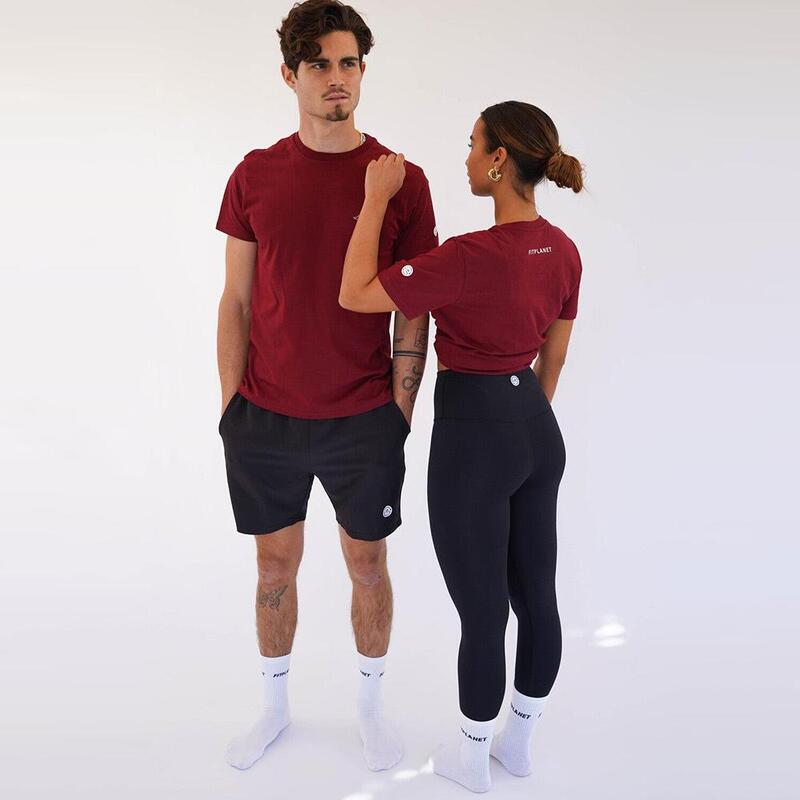 Camiseta fitness Sostenible manga corta algodón Unisex Fitplanet Seal roja