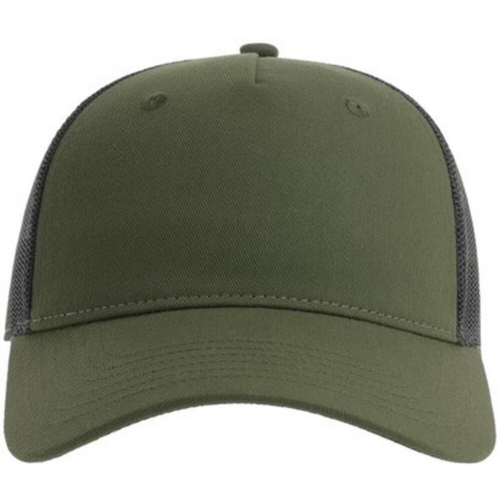 Unisex Adult Zion 6 Panel Recycled Trucker Cap (Olive/Black) 1/3